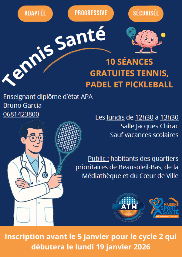 🎾 Tennis Santé – Cycle 2 à partir du 19 janvier 2026
